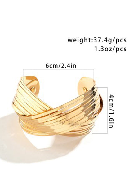 Textured Crossover Metal Cuff Bracelet | Gold