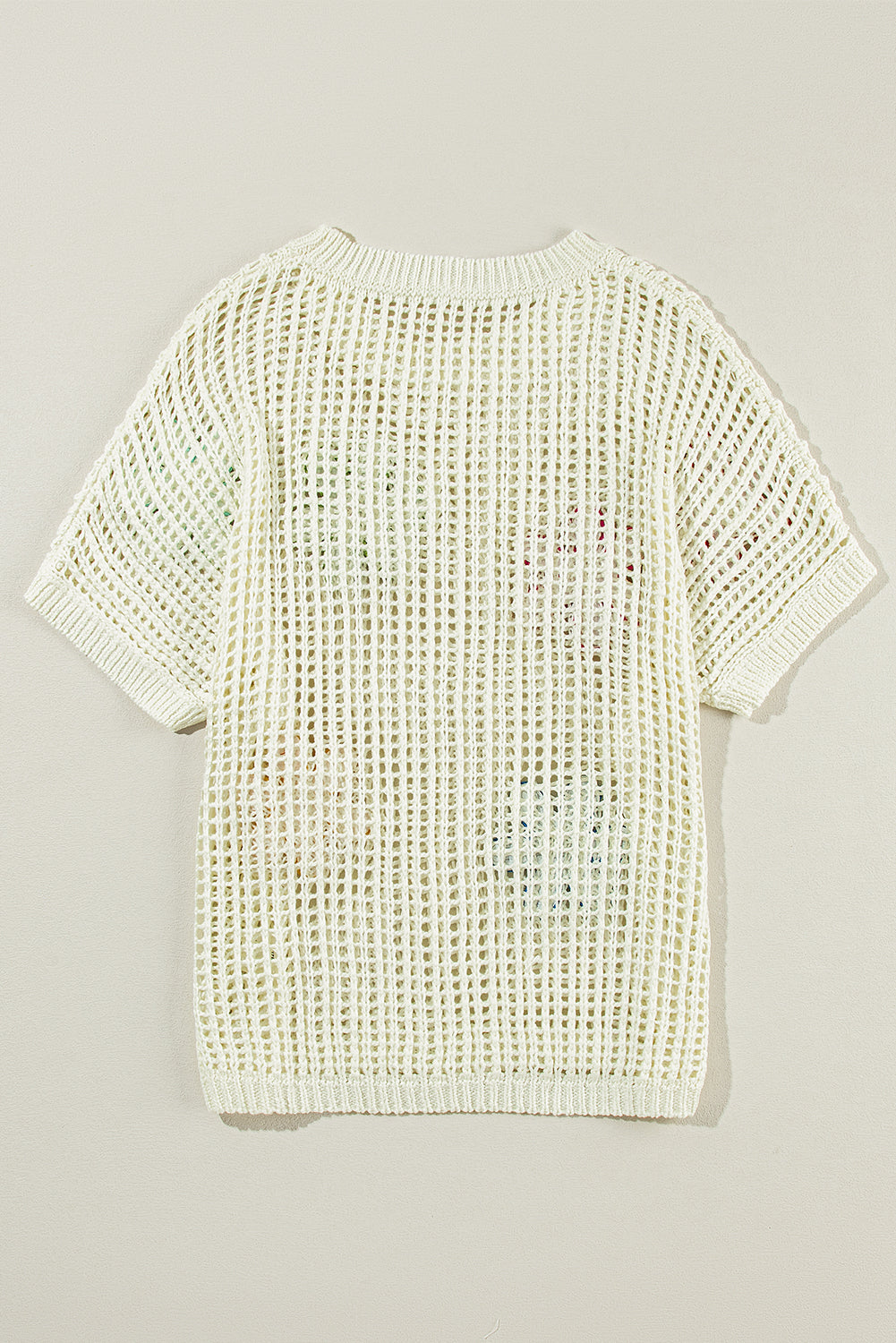 Crochet Flower Hollow-Out Sweater T Shirt | White