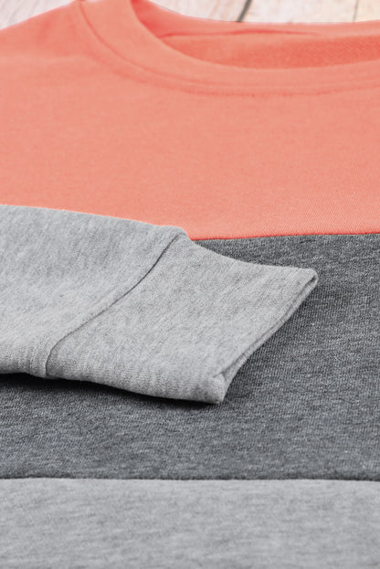 Colourblock  Contrast Stitching Sweatshirt With Slits | Gray