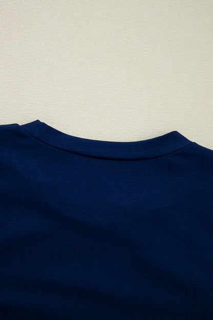 Crown Graphic Crew Neck T Shirt | Navy Blue