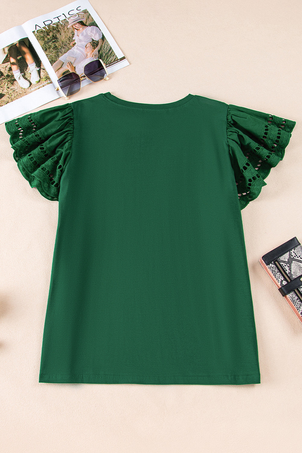 Plus Size Flutter Sleeve Top | Green