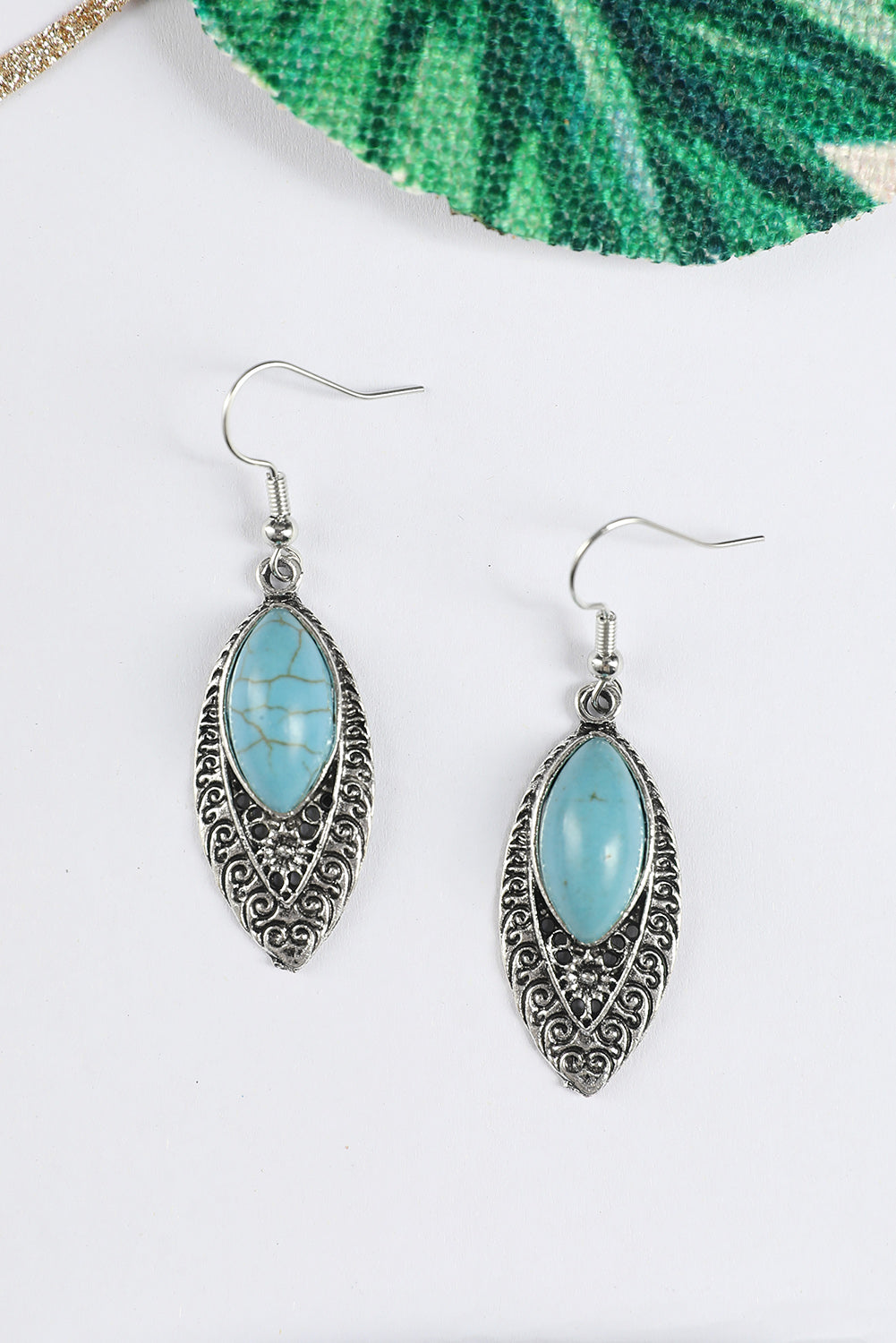 Vintage Turquoise Boho Arabesque Earring | Silver