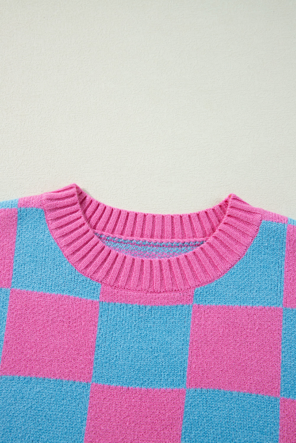 Colourblock Plaid Pattern Ribbed Trim Sweater Tank Top | Sachet Pink