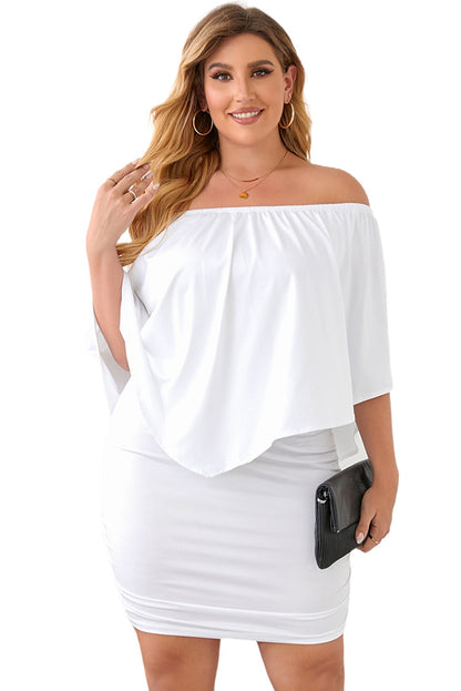 Dressing Layered  Mini Poncho Dress | White