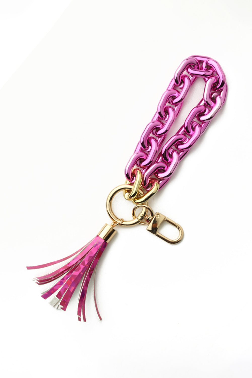 Chain Design Tassel Key Ring | Festival Fuchsia