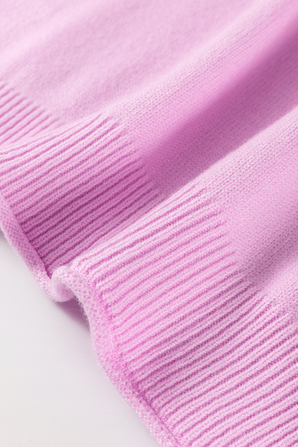 Raw Edge Ribbed Detail Drop Shoulder Sweater | Pink