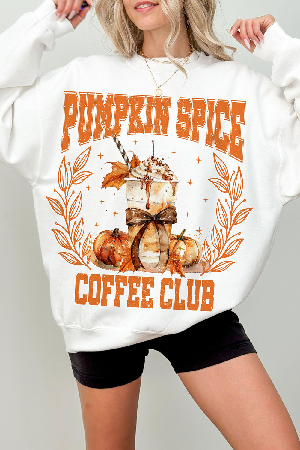 Pumpkin Spice Coffee Club Graphic Sweatshirt | Beige