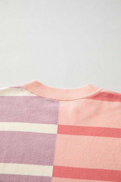 Colourblock Oversized Sweater | Pink Stripe