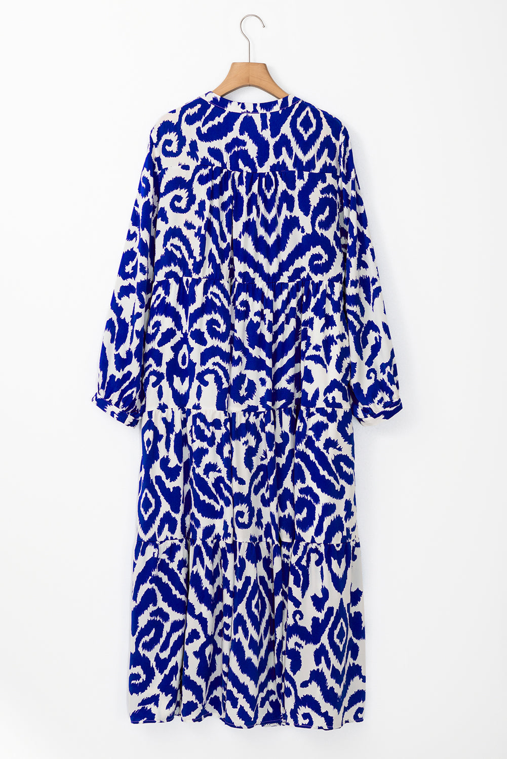 Western Abstract Geometric Printed Maxi Dress | Blue