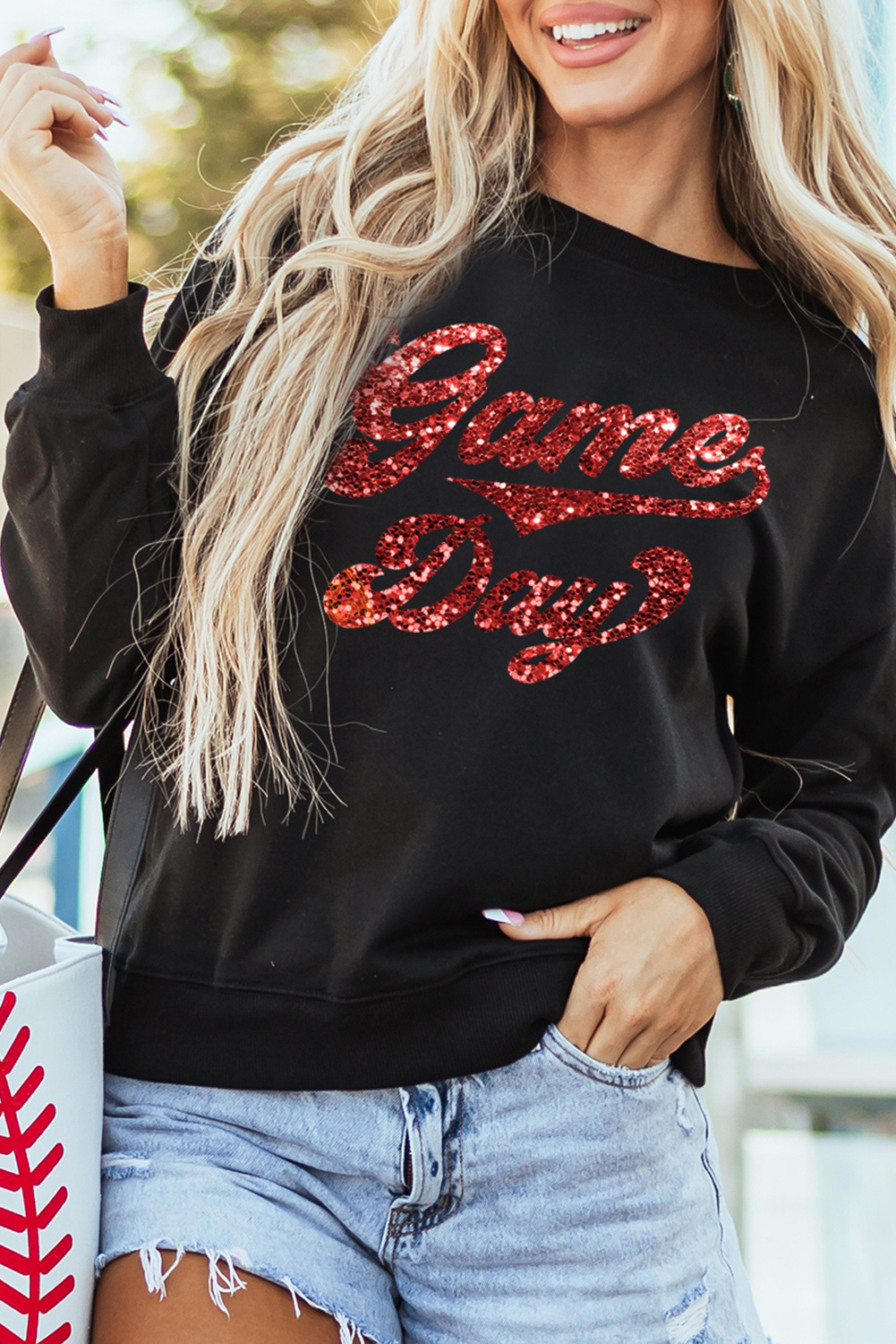 Game Day Graphic Pullover Sweatshirt | Black