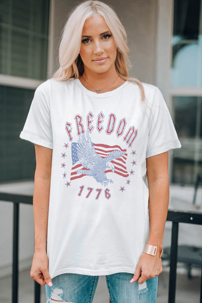 Freedom Eagle Flag Print 1776 Graphic Tee | White