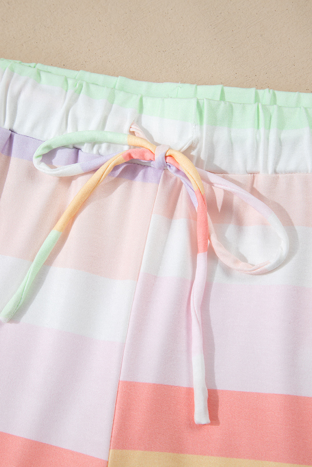 Rainbow Striped T Shirt And Shorts Set | White