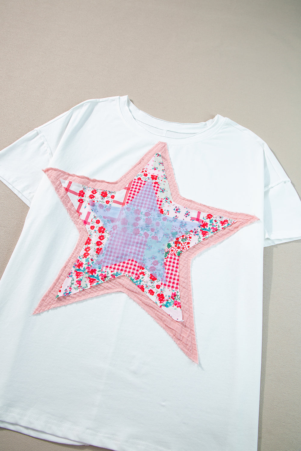 Star Patchwork Loose T-Shirt | White