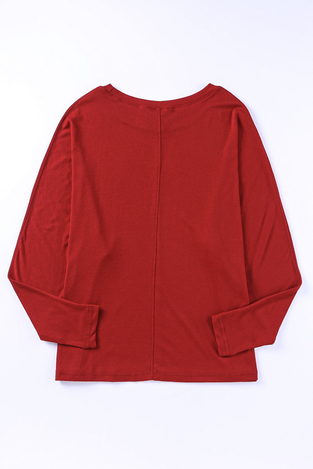 Fiery  Solid Colour Patchwork Long Sleeve Top | Red