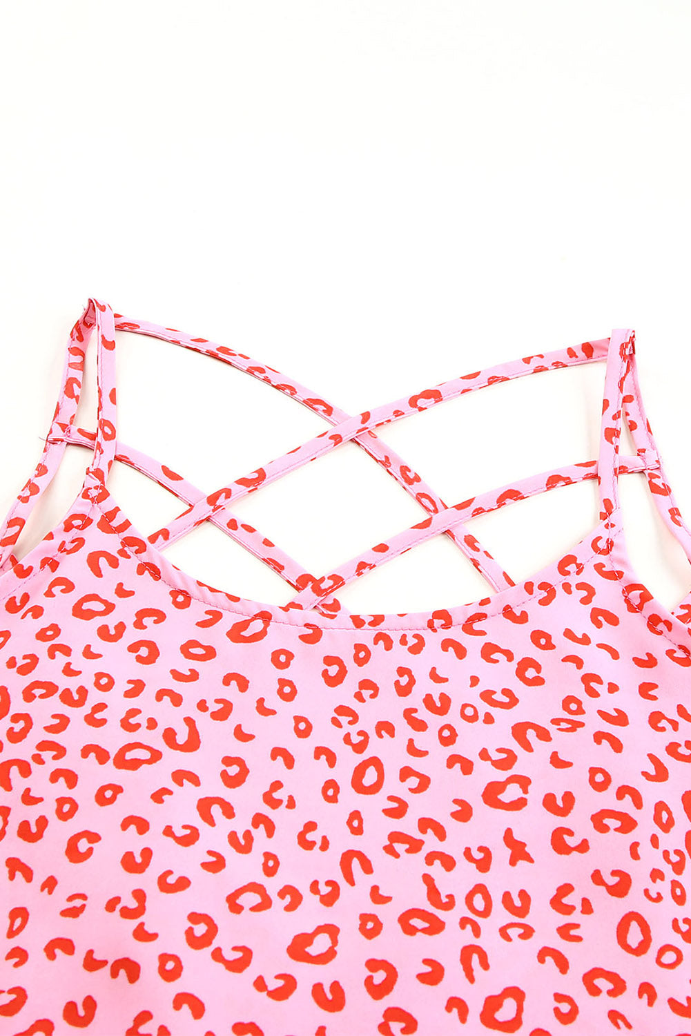 Strappy Back Detail Loose Tank Top | Leopard