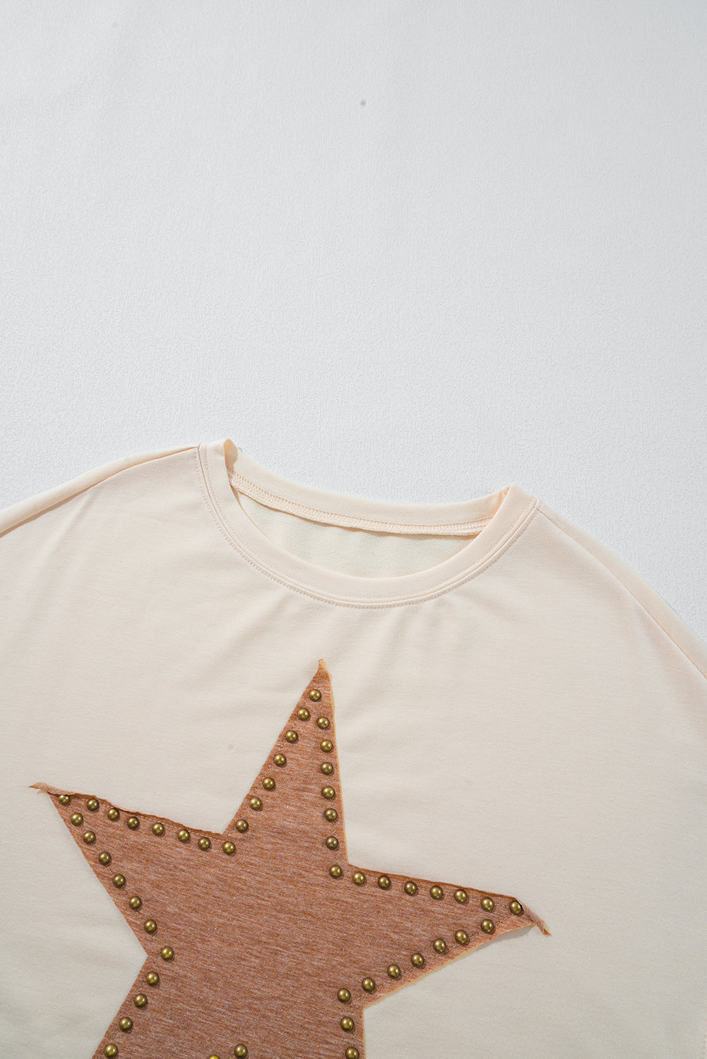 Studded Star Graphic Oversized Long Sleeve Top | Apricot