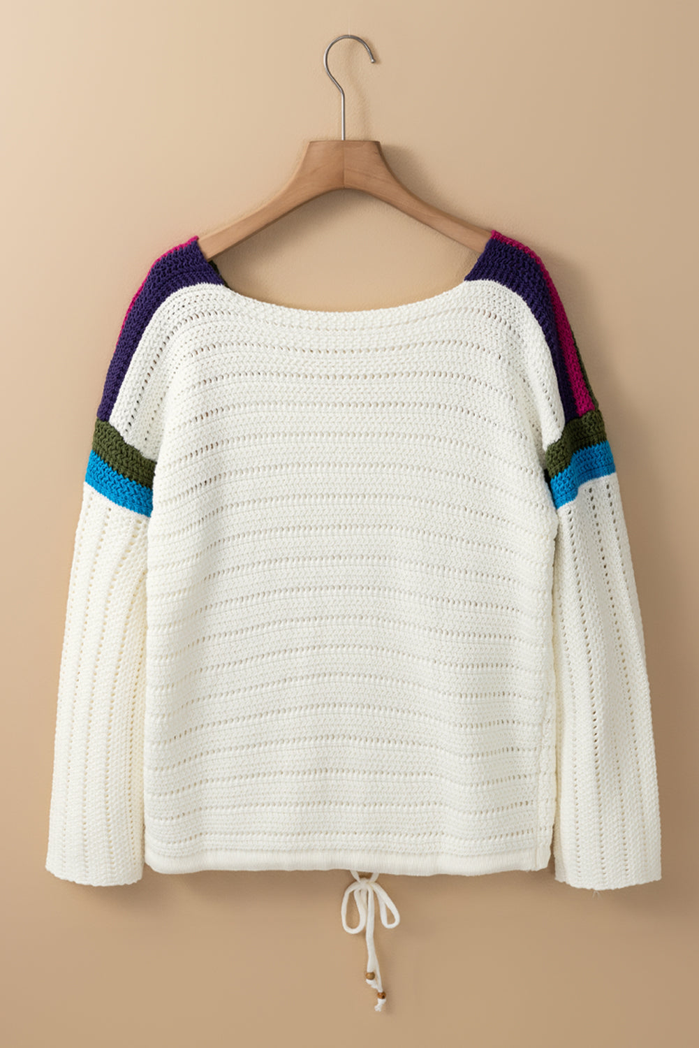 Daisy Flower Pointelle Knit Sweater | White