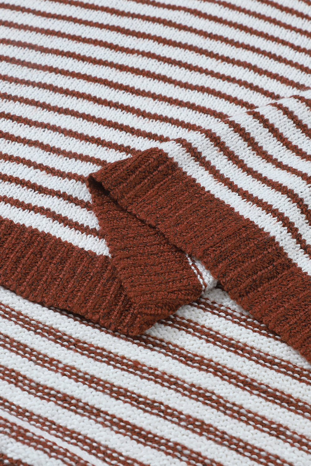 Striped Turtleneck Loose Sweater | Brown