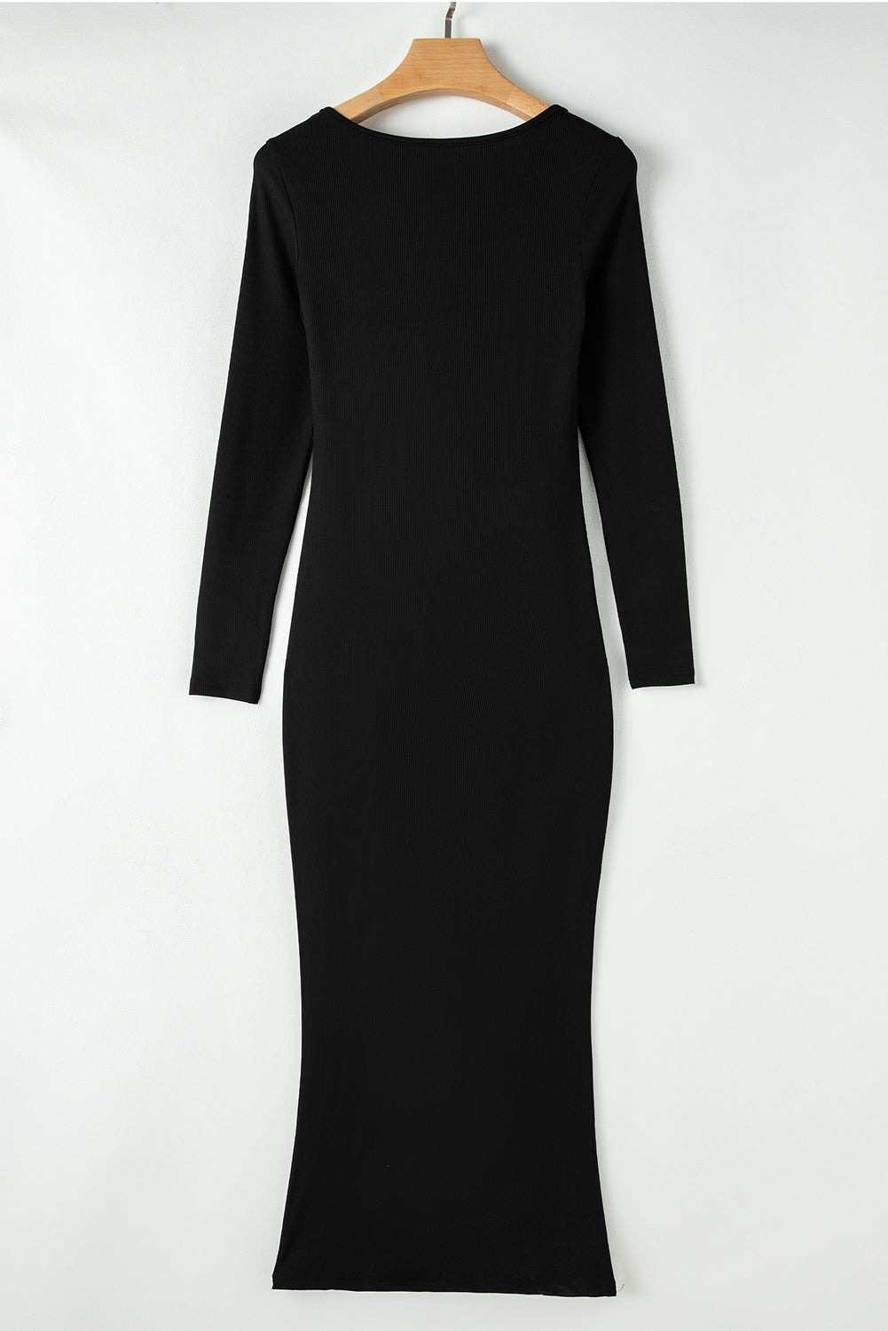 Long Sleeve Square Neck Maxi Bodycon Dress | Black