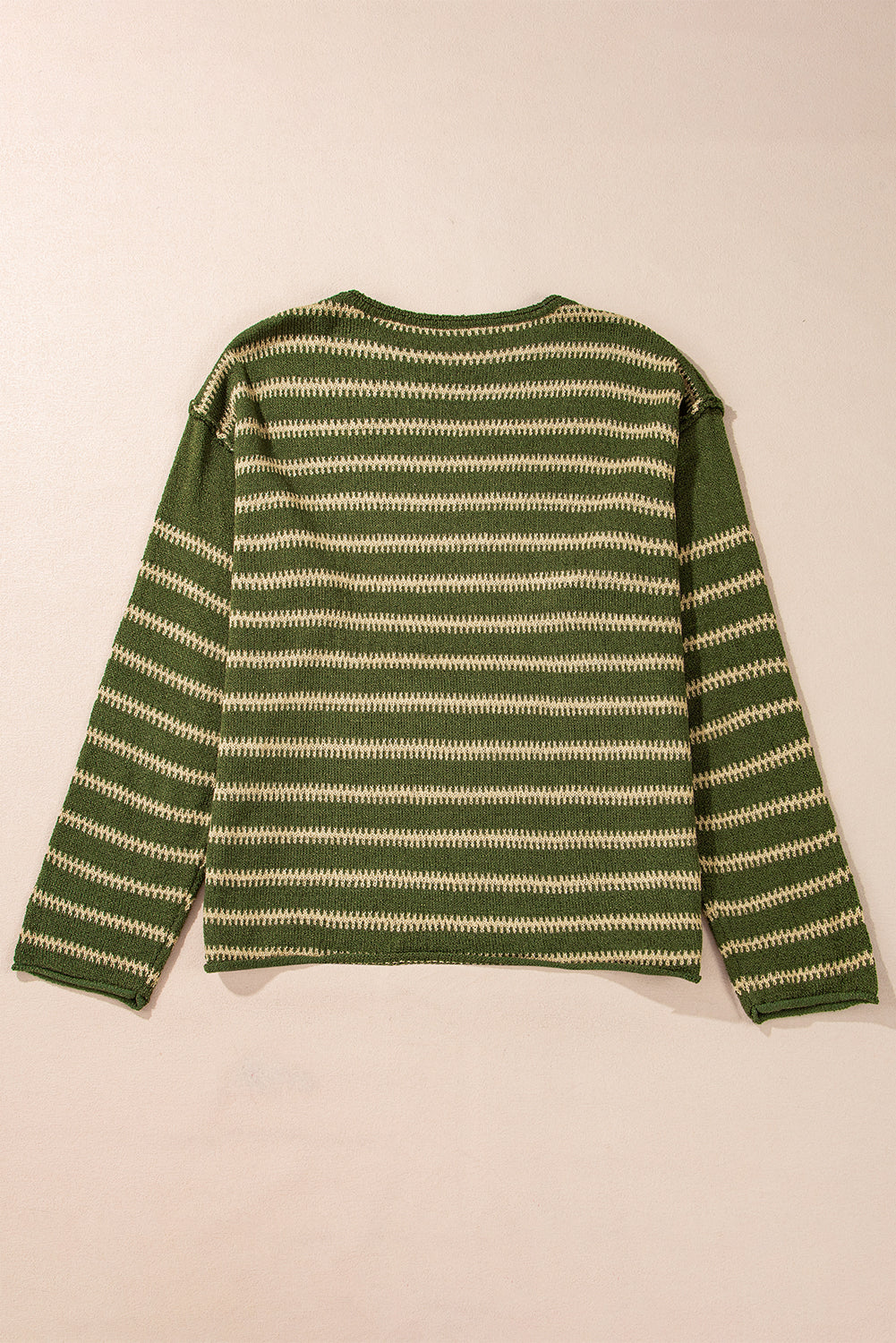 Drop Shoulder Casual Sweater | Green Stripe