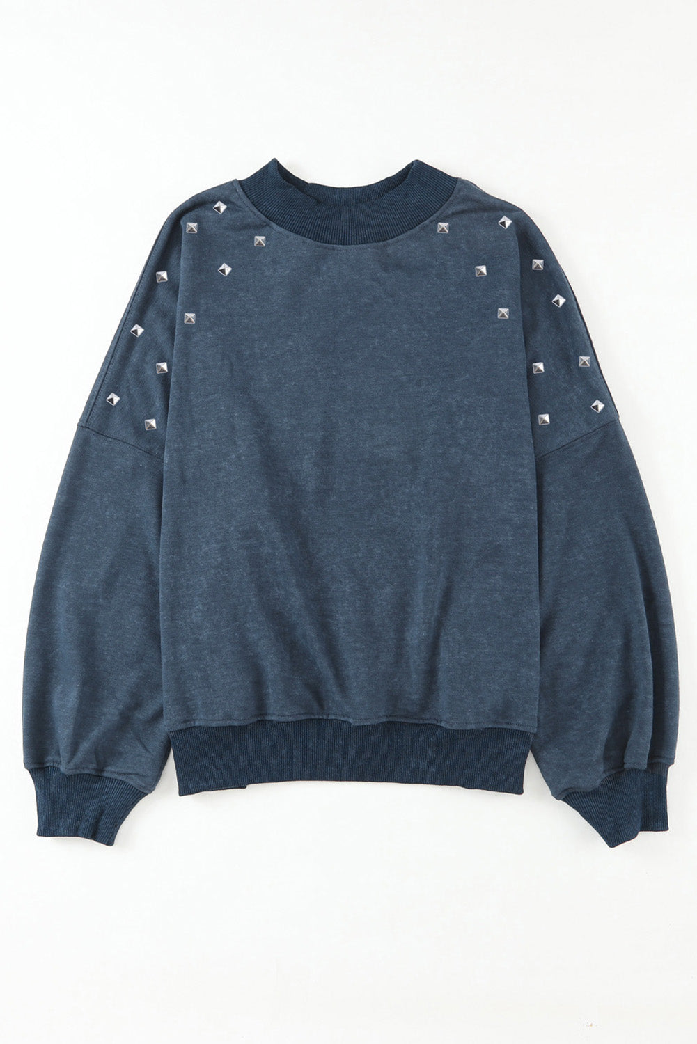 Beads Stud Drop Shoulder Loose Sweatshirt | Sky Blue