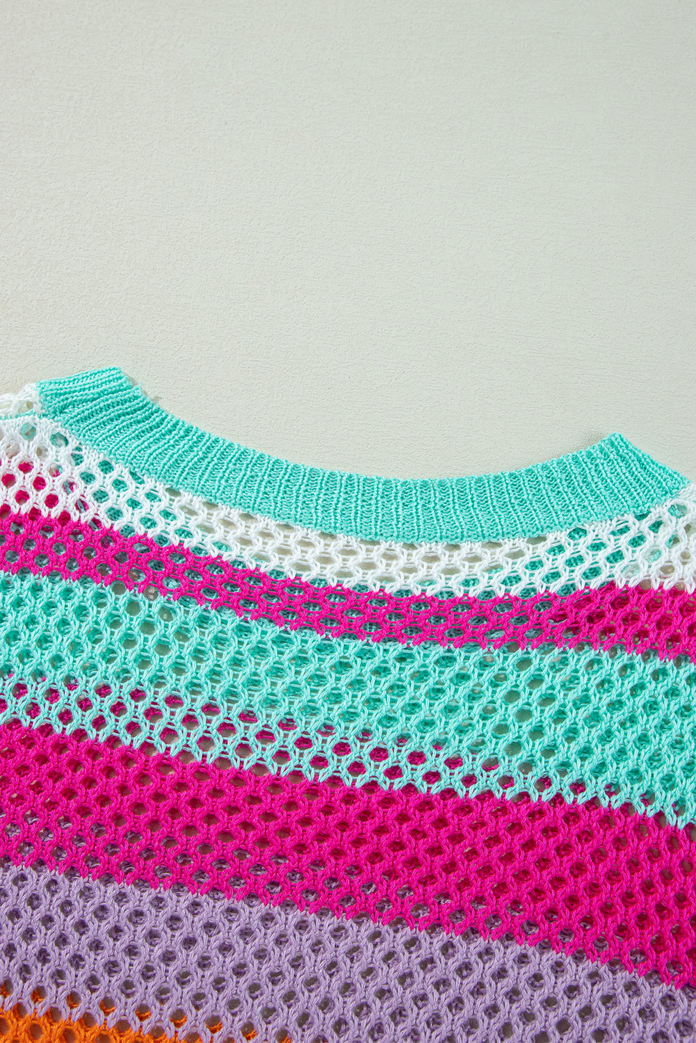 Colourblock Patchwork Knit Crochet Eyelet Sweater | Rose Red