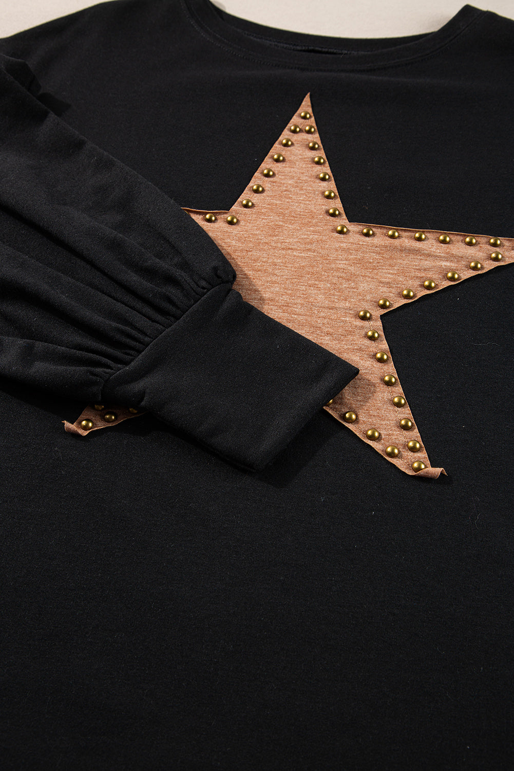 Studded Star Graphic Oversized Long Sleeve Top | Black