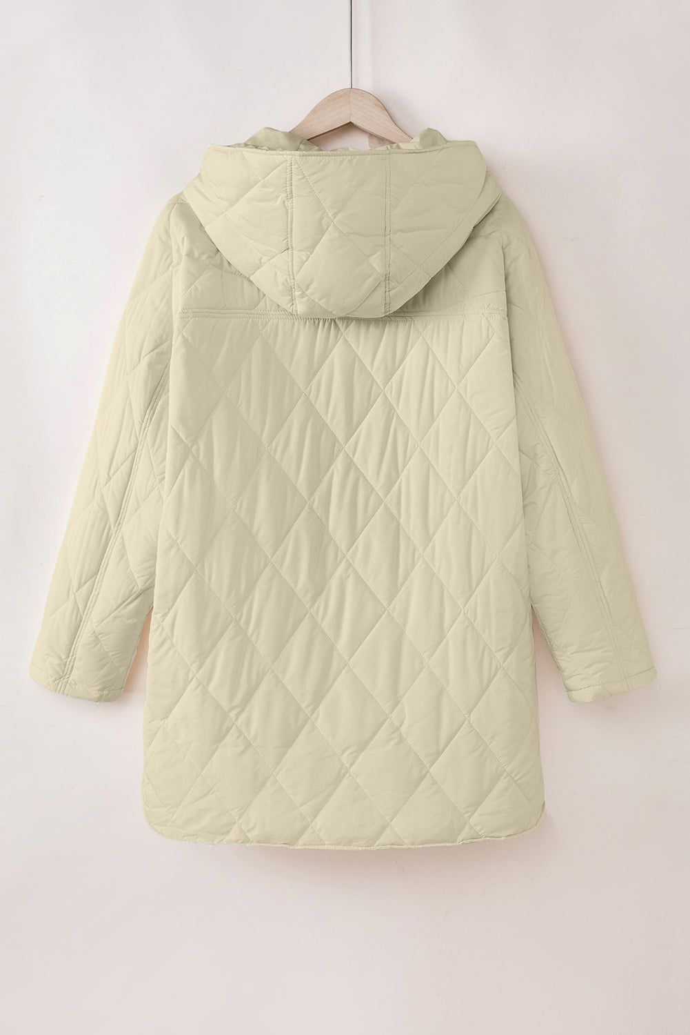 Quilted Snap Button Hooded Coat | Beige