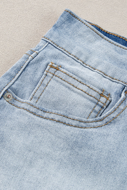 Vintage Washed Raw Edge Jean Shorts | Light Blue