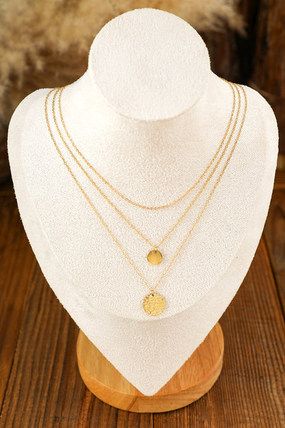 Multi Layer Disc Pendant Alloy Necklace | Gold