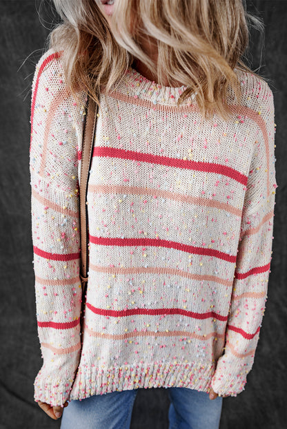 Striped Confetti Knit Sweater | Pink