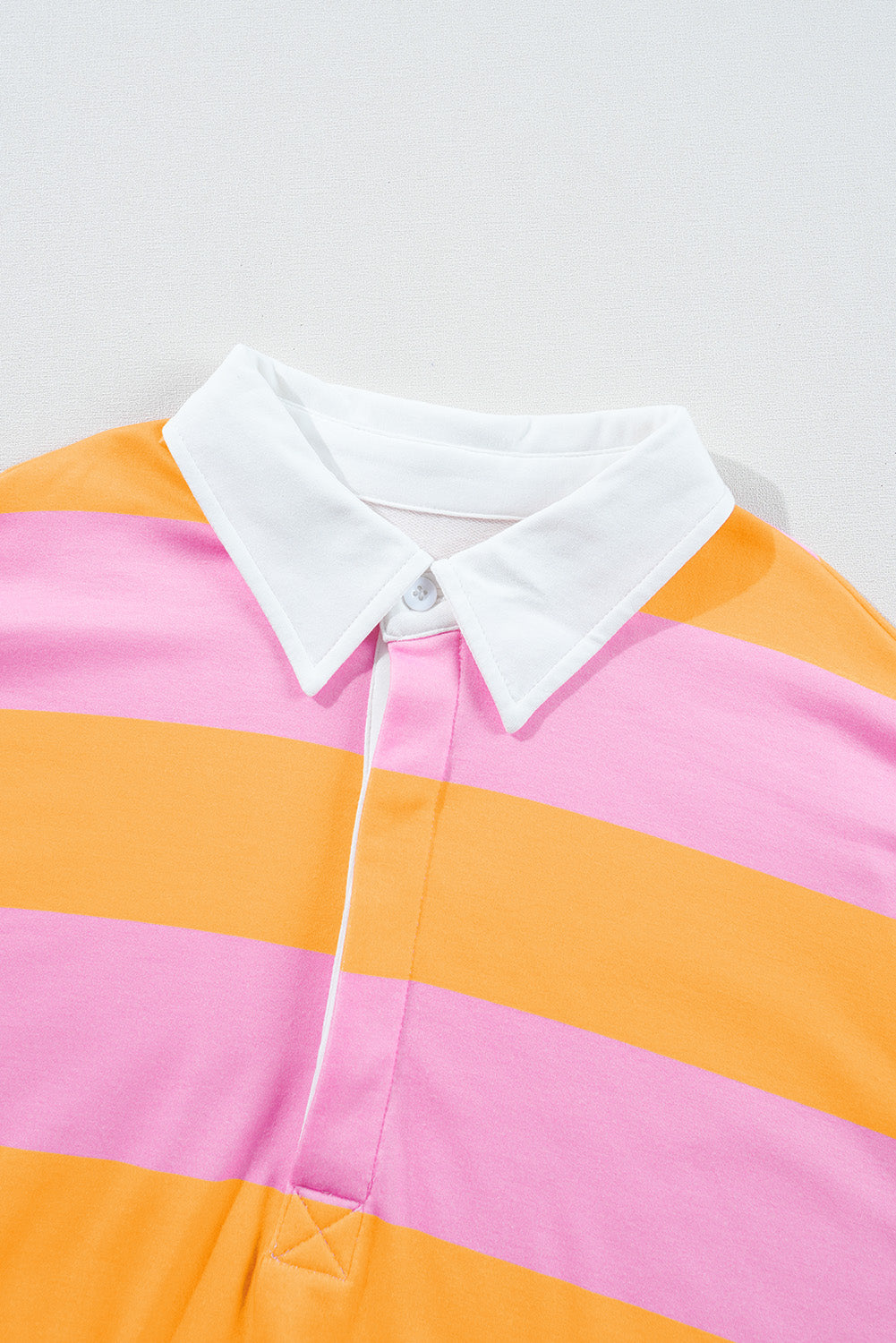 Colour Block Polo Collar Sweatshirt | Yellow Stripe