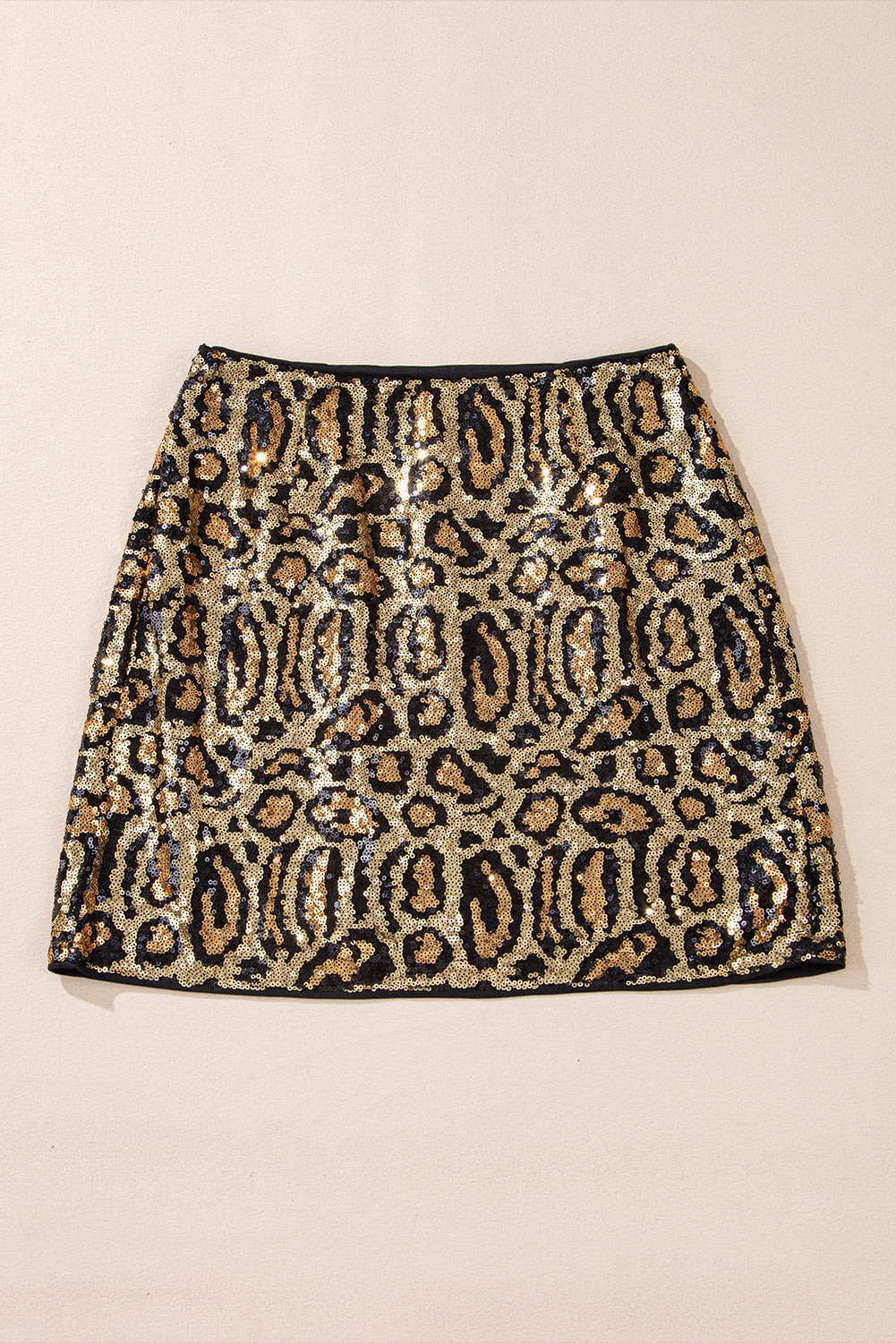 Sequined Leopard Print Disco Mini Skirt | Brown