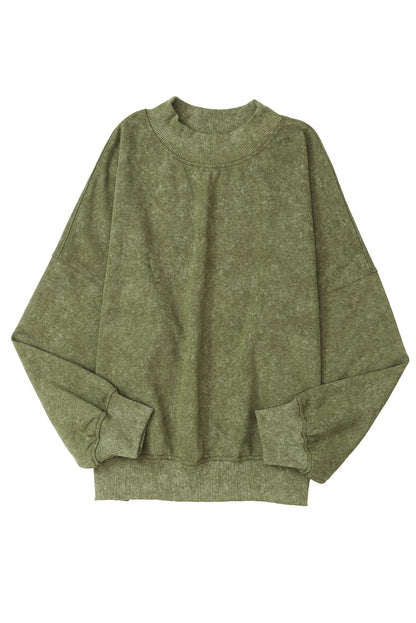 Drop Shoulder Crew Neck Pullover Sweatshirt | Green