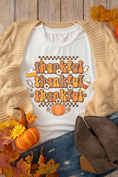 Thankful Crew Neck Thanksgiving Graphic Tee | Khaki