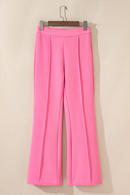 High Waist Central Seam Flared Pants | Sachet Pink