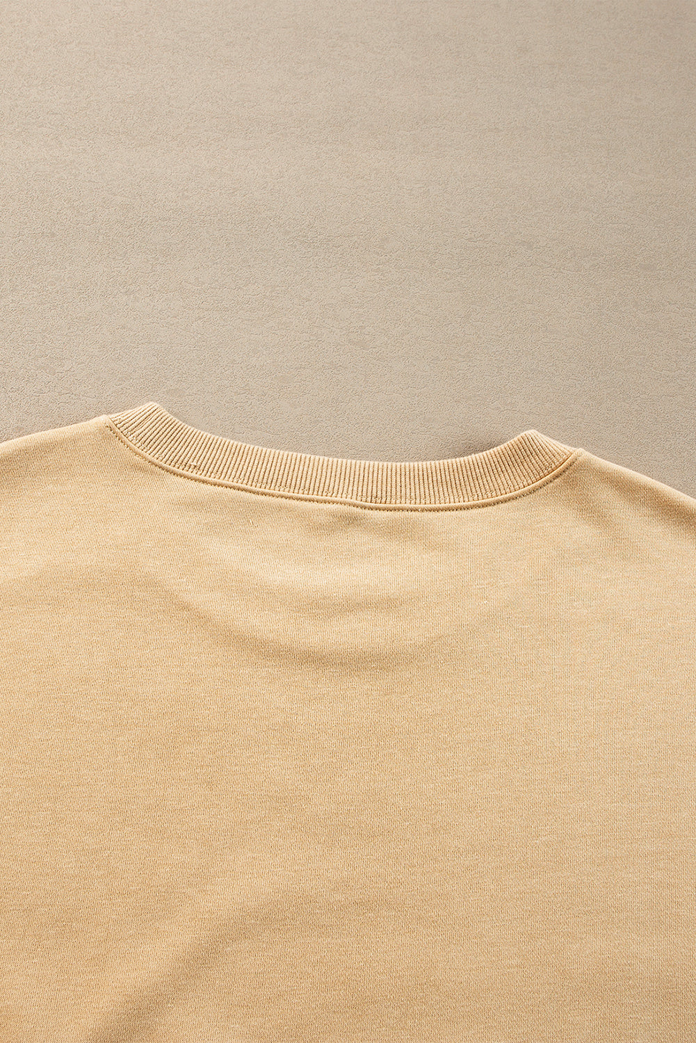 Exposed Seam Drop Shoulder Round Neck Sweatshirt With Slits | Light French Beige