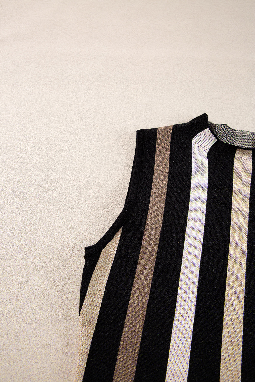 Slim Fit O Neck Sweater Vest | Black Stripe