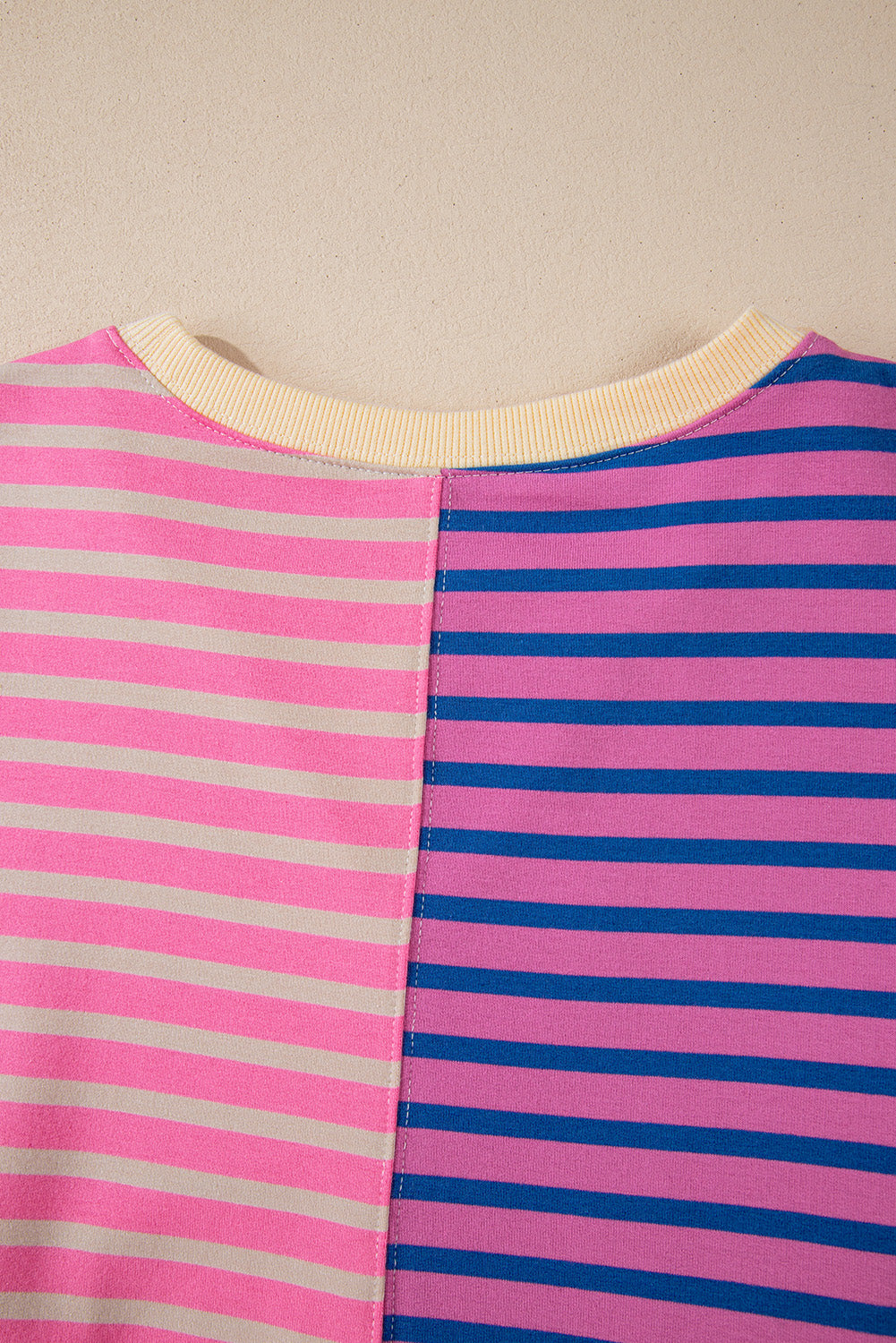 Casual Stripe Colourblock Drop Shoulder Oversize Sweatshirt | Pink Stripe