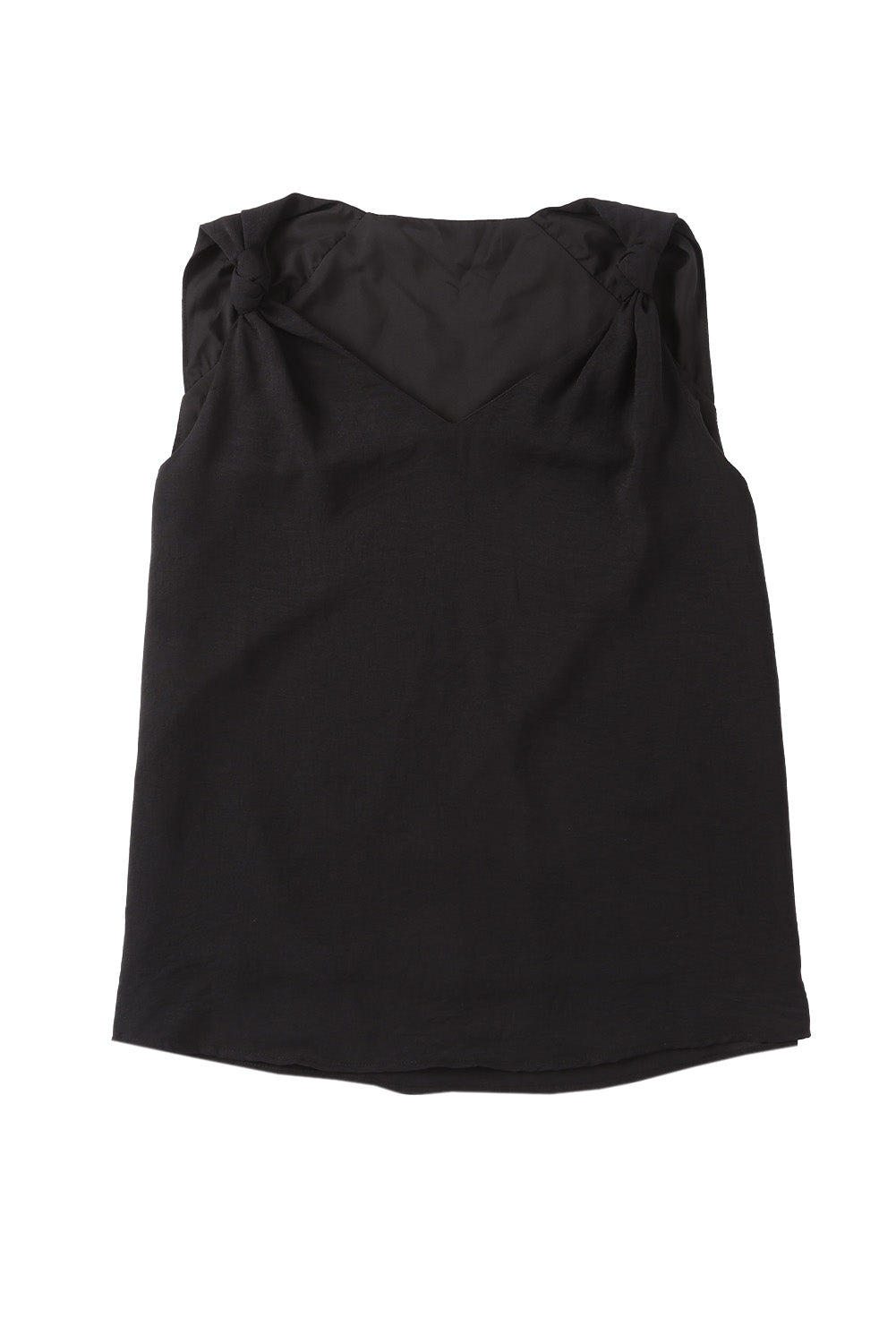 V Neck Knotted Shoulder Vest | Black