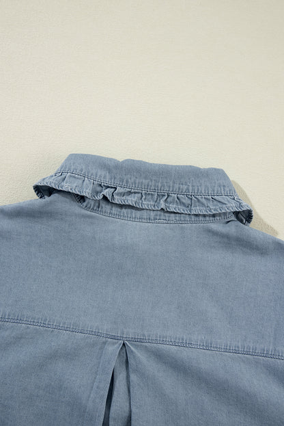 Turn-Down Collar Chambray Shirt | Dusk Blue