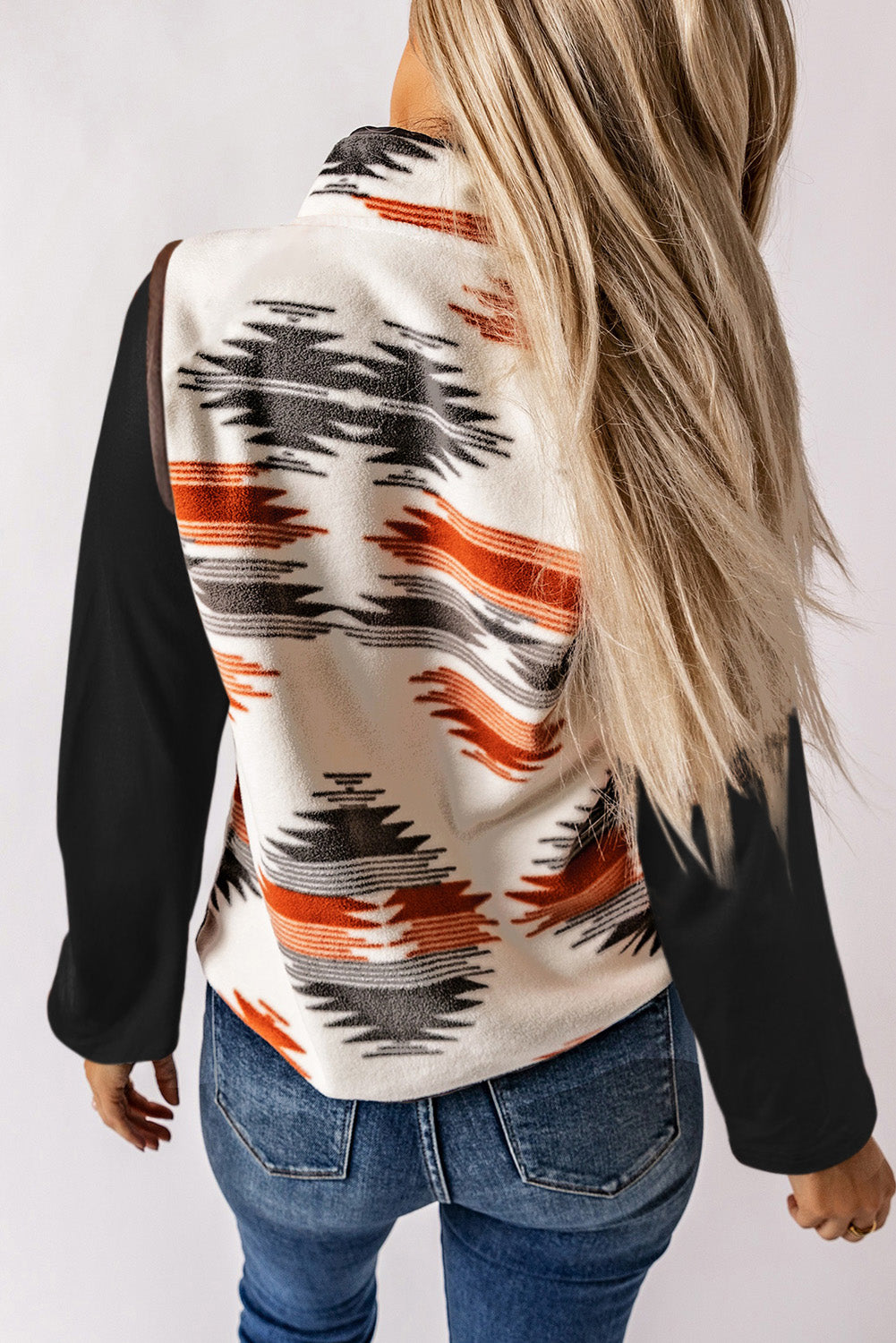 Fuzzy Aztec Western Fashion Vest Jacket | Multicolour