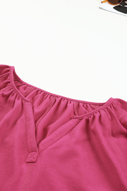 Split V Neck Dolman Top | Rose