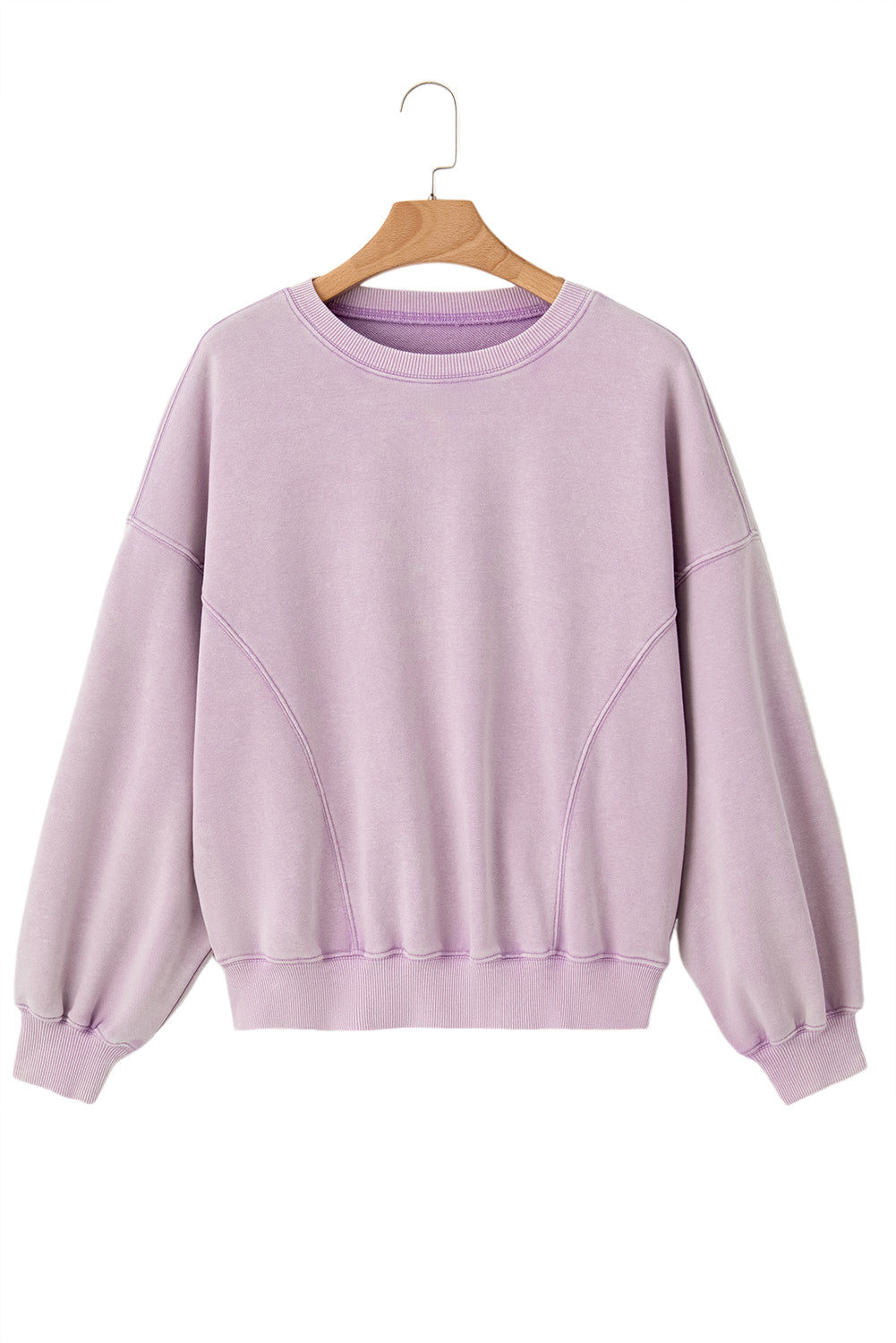 Exposed Seam Batwing Sleeve Drop Shoulder Sweatshirt | Orchid Petal