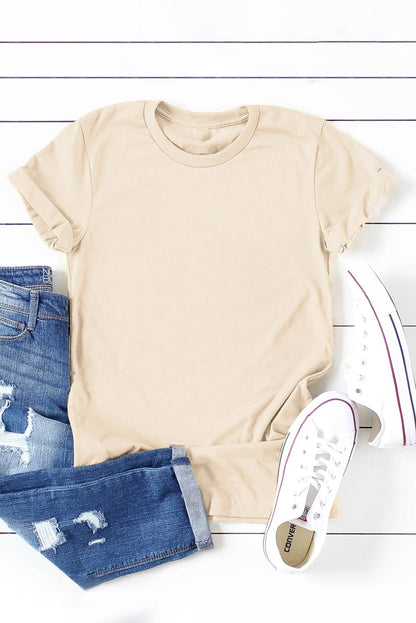 Solid Colour Crew Neck Tee | Khaki