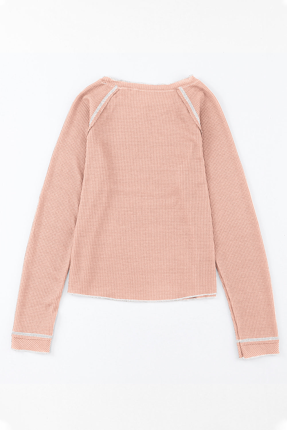 Textured Round Neck Long Sleeve Top | Apricot Pink