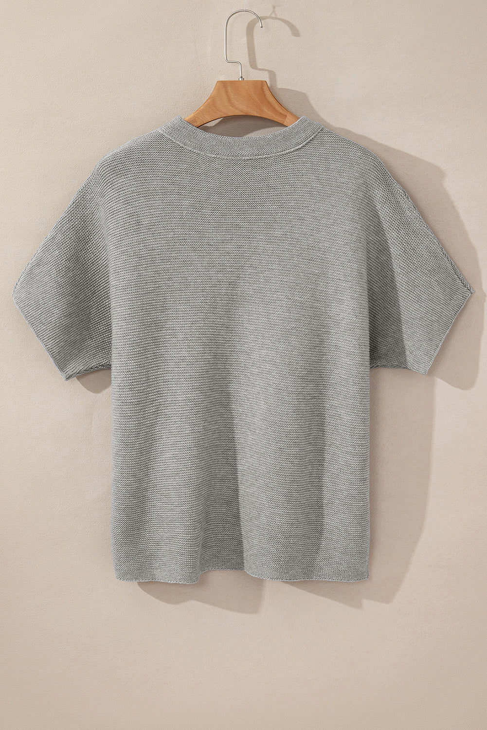 High Neck Short Bat Sleeve Sweater | Medium Grey