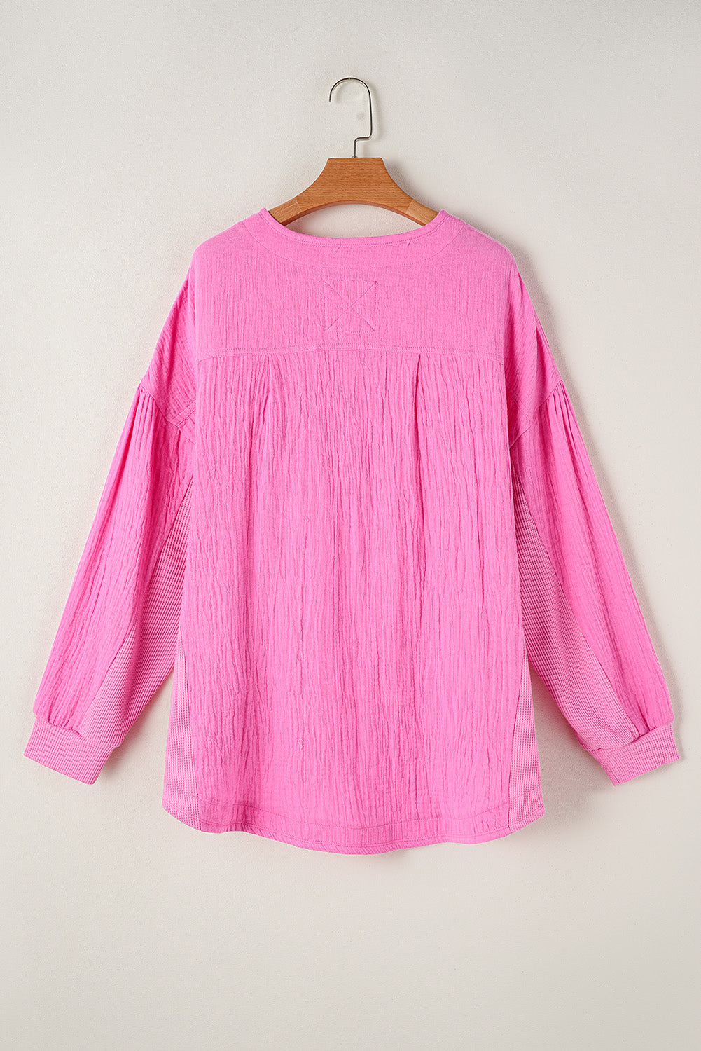 Half Buttons Chest Pocket Drop Sleeve Plus Size Top | Bonbon