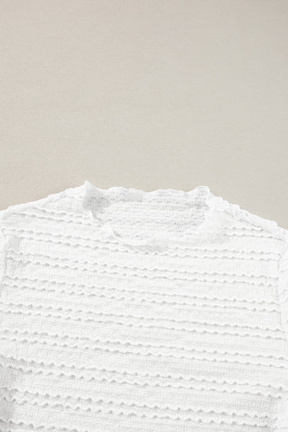 Knit Jacquard Slim Fit Top | White