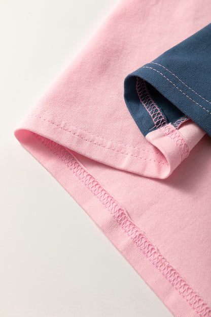 Colourblock Long Sleeve Buttons Henley Top | Pink